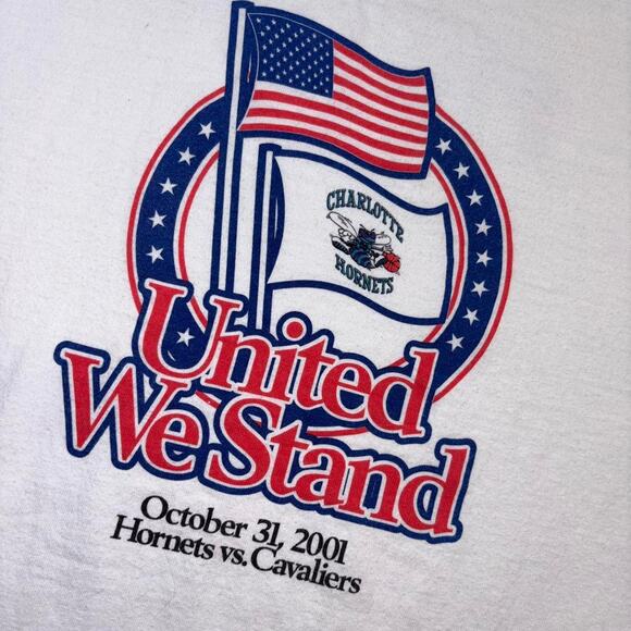 White Vintage NBA Charlotte Hornets Vs Cleveland Cavaliers Graphic Tee - Picture 2 of 6